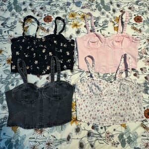 No Boundaries Black, Pink, and multiple floral  Crop Tops set of 4